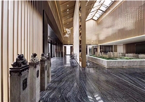 Classic Tea Tree Black Marble Slab ,Black Wooden Marble Slab