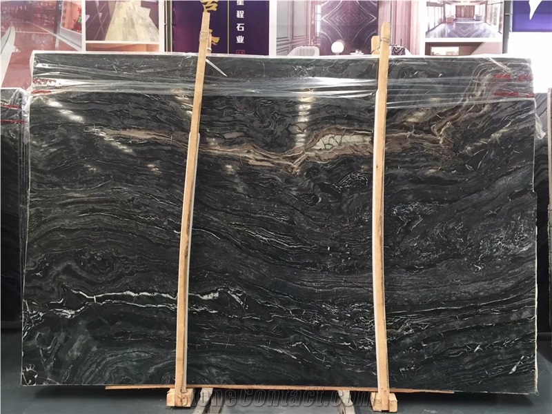 Classic Tea Tree Black Marble Slab ,Black Wooden Marble Slab
