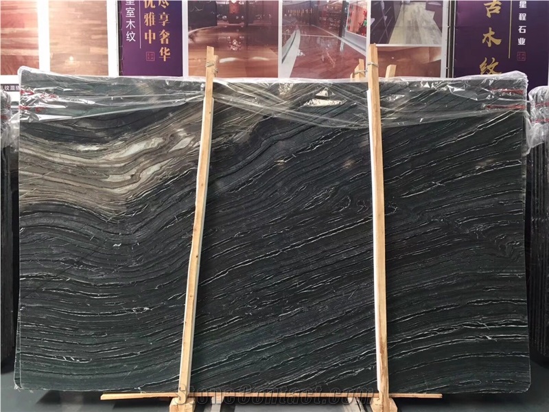 Classic Tea Tree Black Marble Slab ,Black Wooden Marble Slab