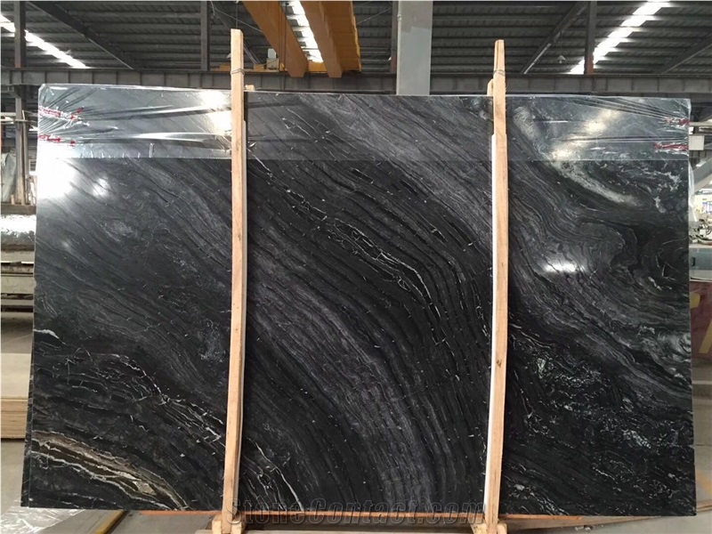 Classic Tea Tree Black Marble Slab ,Black Wooden Marble Slab