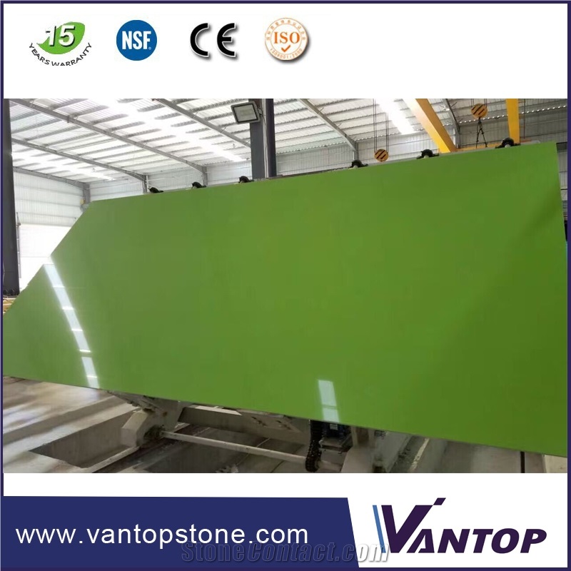 Pure Green Quartz Stone Slab