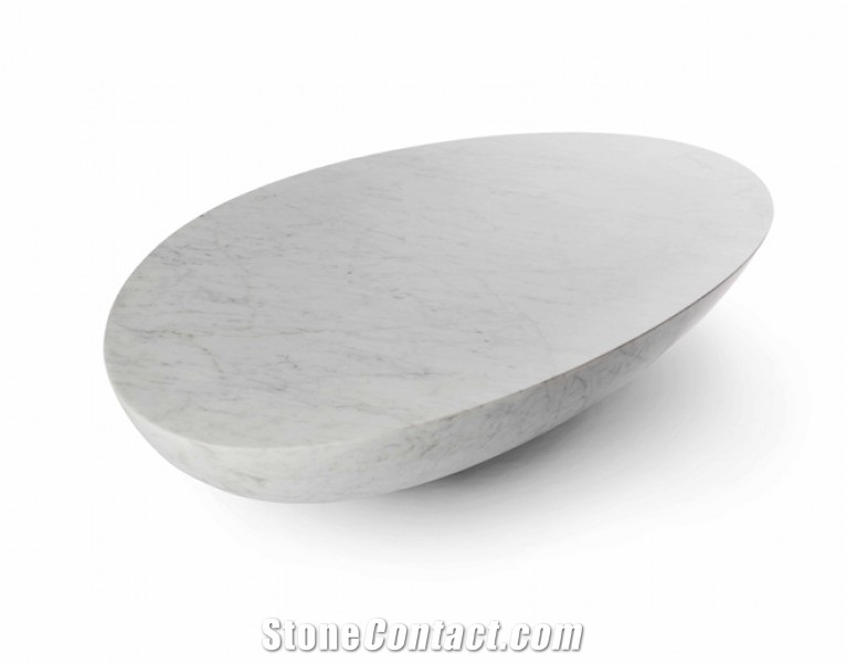 Bianco Carrara Marble Table Living Room Stone Furniture,Modern Style Tabletop