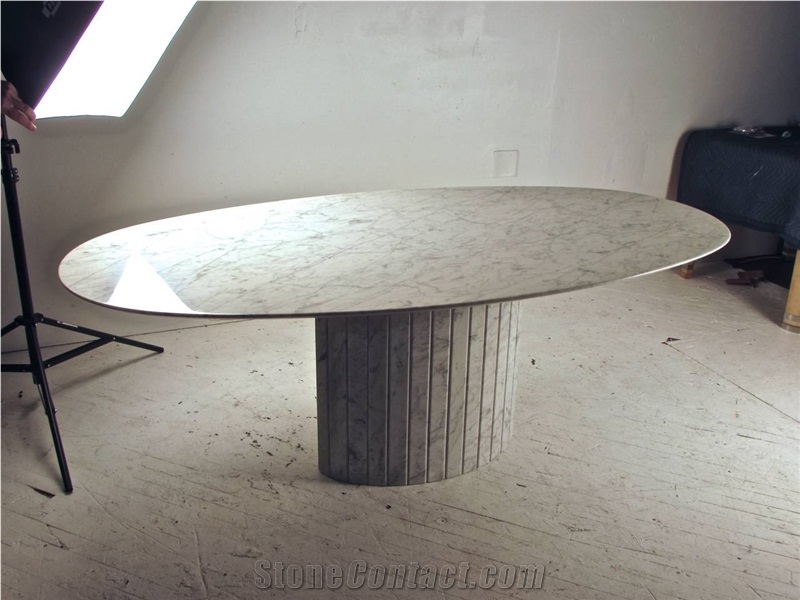 Bianco Carrara Marble Table Living Room Stone Furniture,Modern Style Tabletop