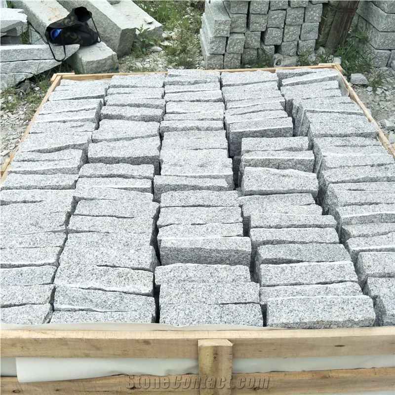 Bianco Crystal Grey Sesame G603 Granite Cube Stone Paver,Cobble Stone