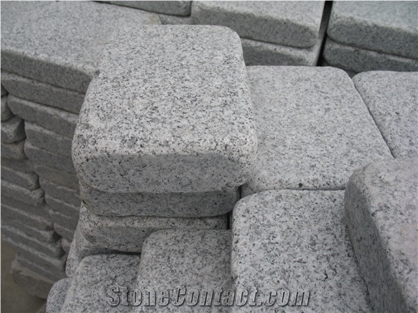 G603 Padang Light Grey Granite Cube Stone Machine Cut Cobble Floor Paver