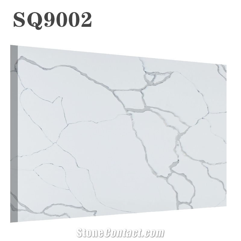 White Calacatte Artificial Quartz Stone with Solid Surface for Top