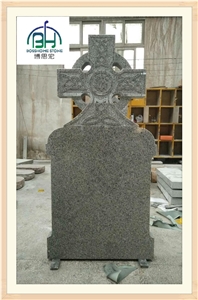 Classical Grey Granite G603 Western Style Monument Cross Tombstone
