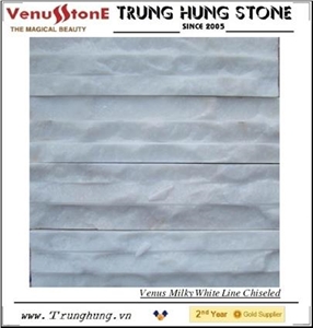Milky White Marble Line Chiselled Wall Cladding Panels