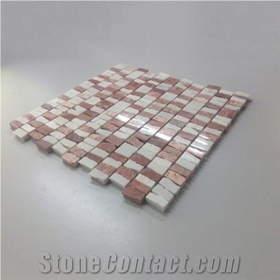 Red Milk White Marble Magic Mosaic Tile, Polished or Honed