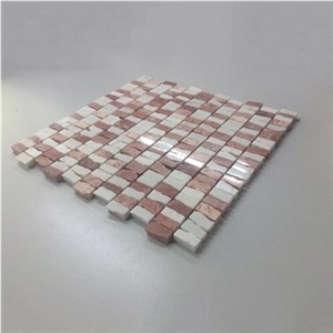 Red Milk White Marble Magic Mosaic Tile, Polished or Honed