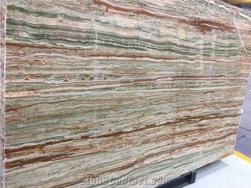 Bamboo Green Onyx Slabs/Tiles, Onice Verde Smeral, Green Onyx Slabs
