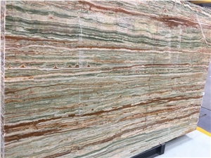 Bamboo Green Onyx Slabs/Tiles, Onice Verde Smeral, Green Onyx Slabs