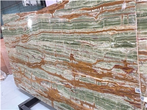 Bamboo Green Onyx Slabs/Tiles, Onice Verde Smeral, Green Onyx Slabs