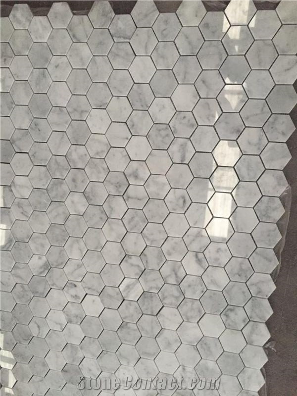 Bianco Carrara White Marble Mosaic for Interior Stone Decoration