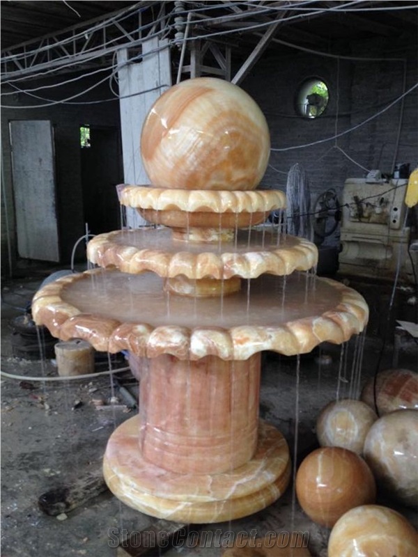 Rolling Sphere Garden Fountains, Honey Oynx Fountain Ball