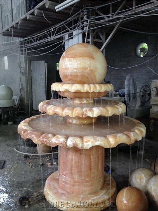 Rolling Sphere Garden Fountains, Honey Oynx Fountain Ball