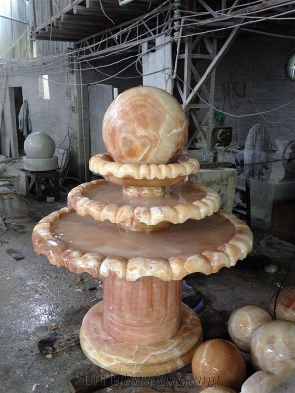 Rolling Sphere Garden Fountains, Honey Oynx Fountain Ball
