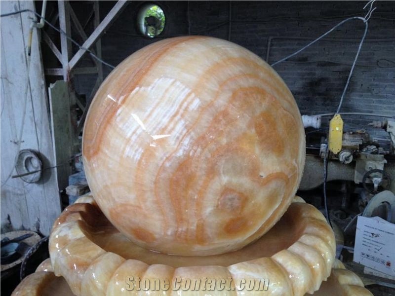 Rolling Sphere Garden Fountains, Honey Oynx Fountain Ball
