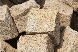Rusty Yellow Granite Cobble Stone, G682 Granite Cube Stone & Pavers Rusty Yellow Granite Cobble Stone, G682 Granite Cube Stone & Pavers