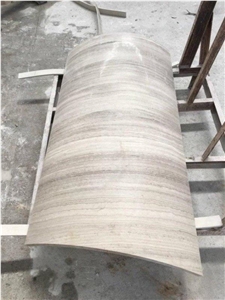 Wooden Grey Marble Column Base, Grey Vein Marble Pillars, Wood Grain Grey Marble Pillars