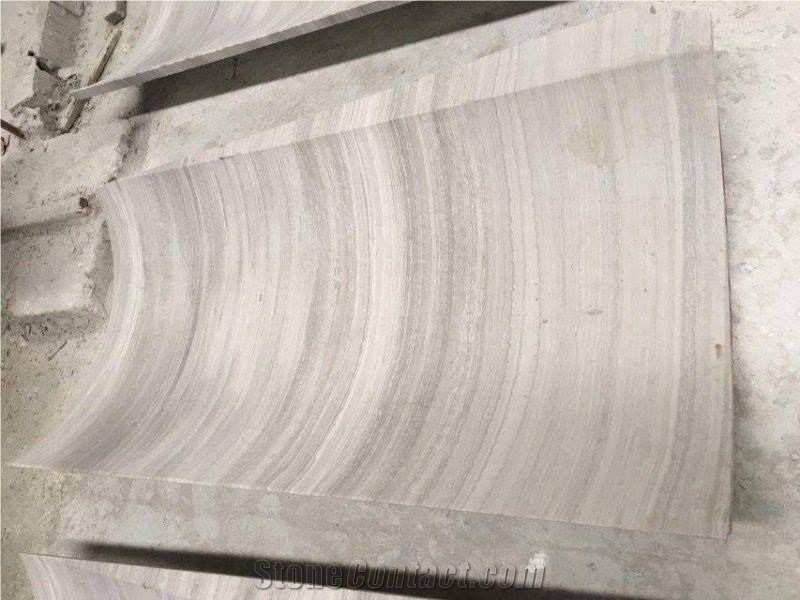 Wooden Grey Marble Column Base, Grey Vein Marble Pillars, Wood Grain Grey Marble Pillars