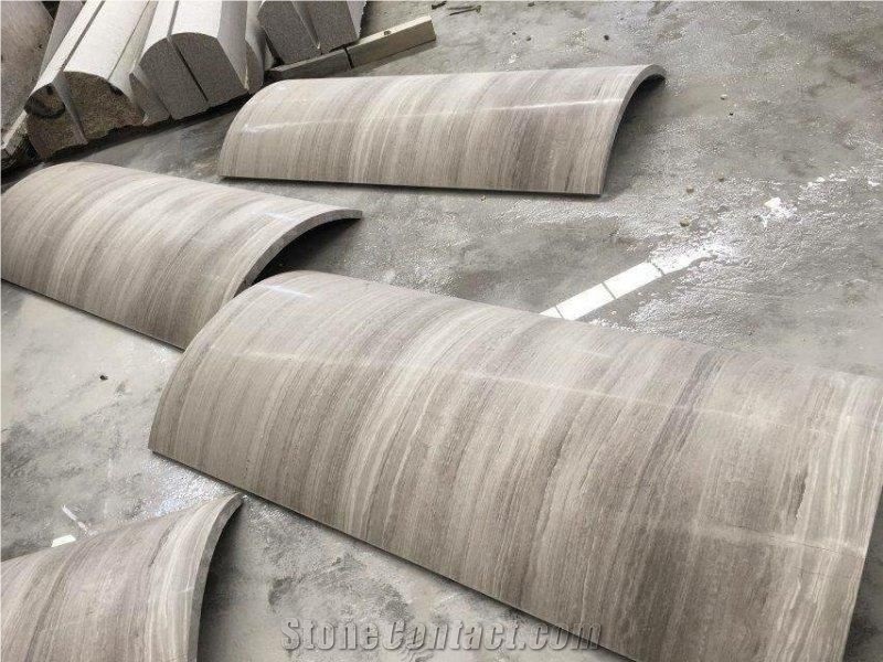 Wooden Grey Marble Column Base, Grey Vein Marble Pillars, Wood Grain Grey Marble Pillars