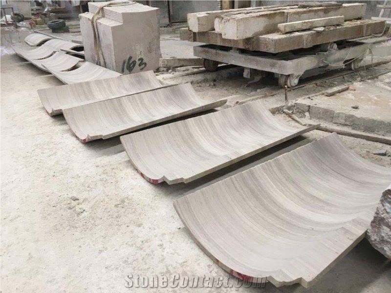 Wooden Grey Marble Column Base, Grey Vein Marble Pillars, Wood Grain Grey Marble Pillars