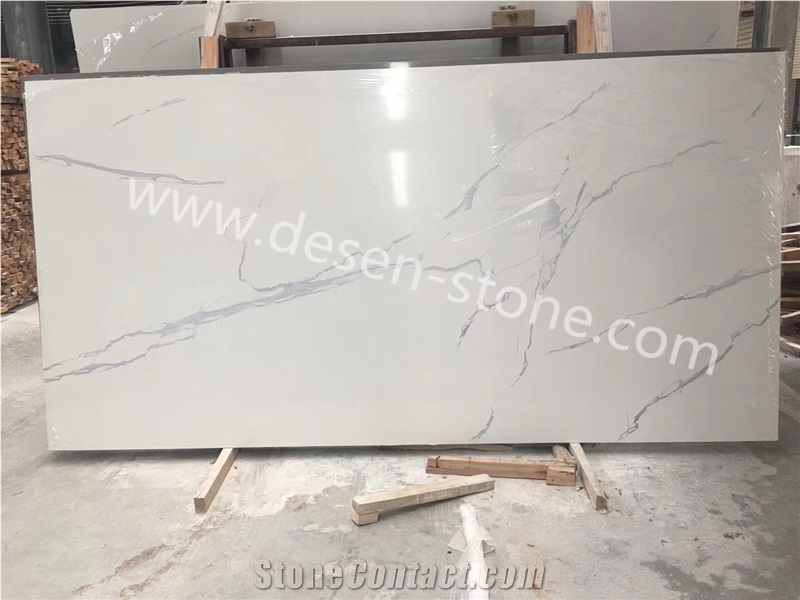 Cheap Calacatta White Artificial Marble Stone/Quartz Stone Slabs&Tiles