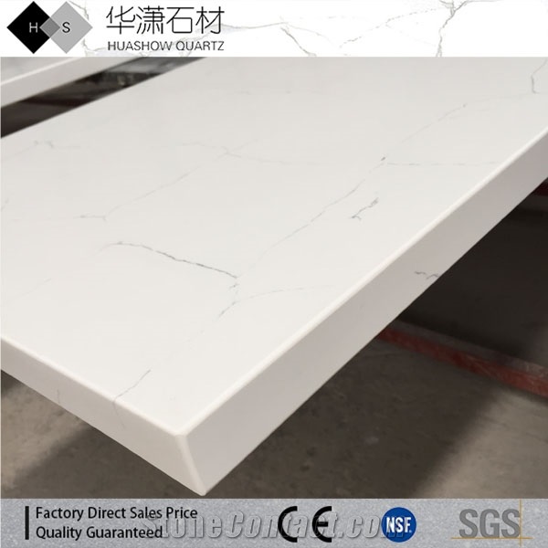 Carrara White Quartz Stone Countertops,Eased Edges Quartz Countertops