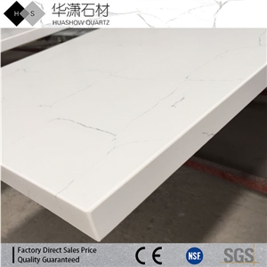 Carrara White Quartz Stone Countertops,Eased Edges Quartz Countertops