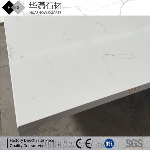 Carrara White Quartz Stone Countertops,Eased Edges Quartz Countertops