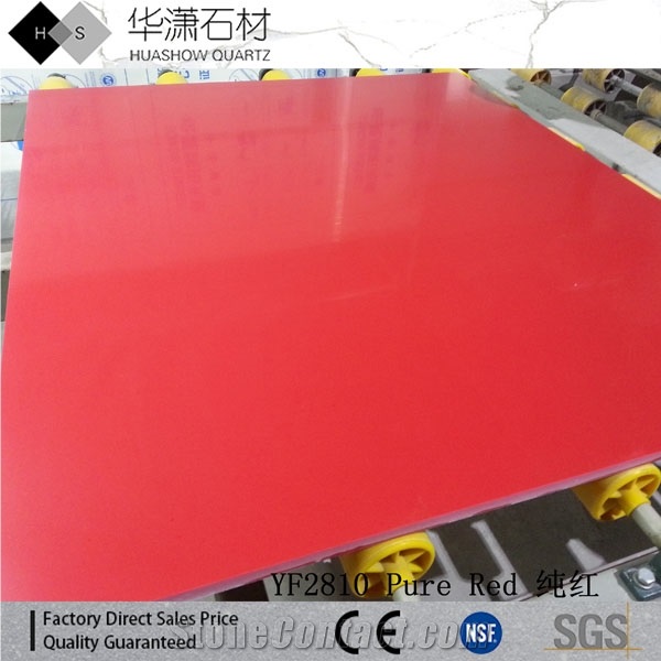 Pure Red Artificial Quartz Stone,Man Made Quartz Stone Slabs and Tiles