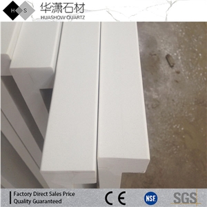 Pure White Quartz Countertops,Laminated Edges Quartz Kitchen Tops