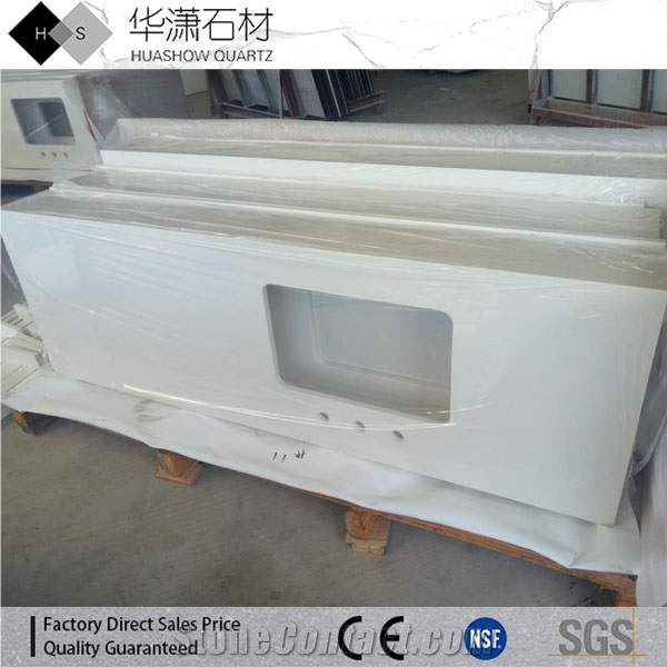 Pure White Quartz Kitchen Countertops