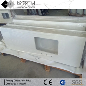 Pure White Quartz Kitchen Countertops
