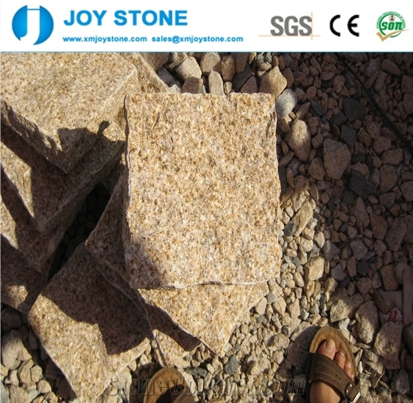 Natural Split G682 Gold Rusty Granite Cube Stone Pavers Cheap for Sale
