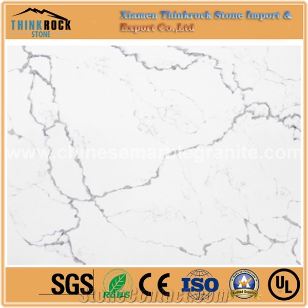 Affordable Alternative Calacatta Vagu Single White Quartz Island Tops