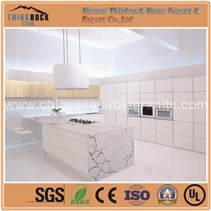 Affordable Alternative Calacatta Vagu Single White Quartz Island Tops