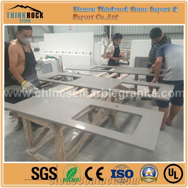 Affordable Alternative Galaxy Single Grey Quartz Slabs