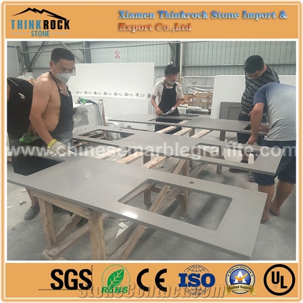 Affordable Alternative Galaxy Single Grey Quartz Slabs