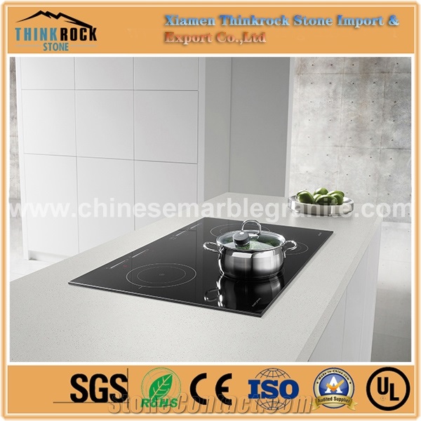 China Economical Glacier Single White Quartz Island Tops