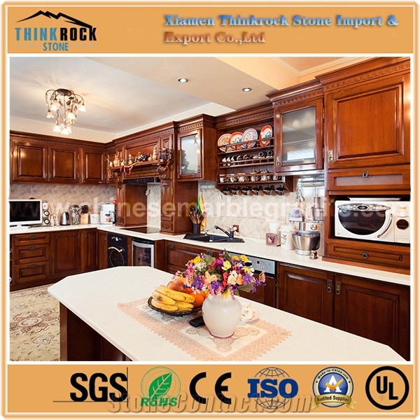 China Economical Glacier Single White Quartz Island Tops