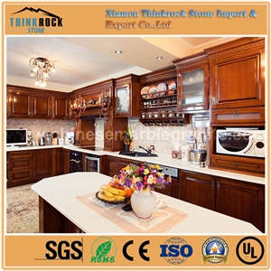 China Economical Glacier Single White Quartz Island Tops