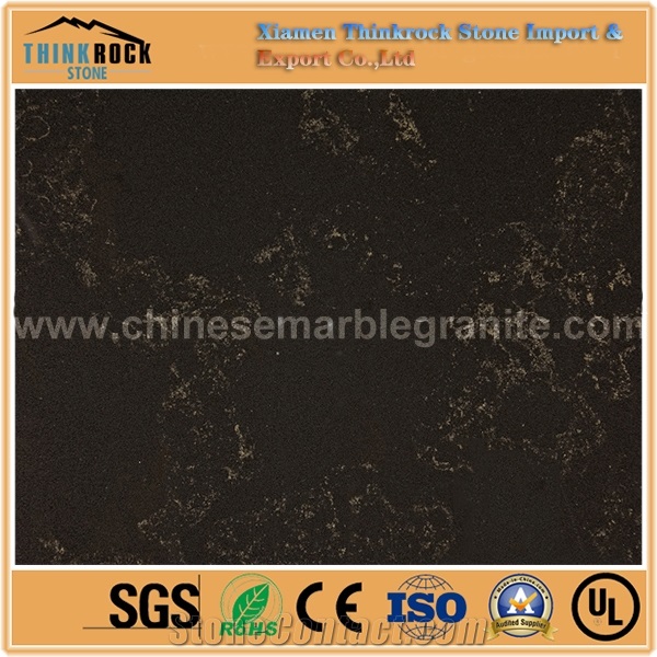 China Natrual Empire Gold Snow Marble Veins Black Quartz Island Tops