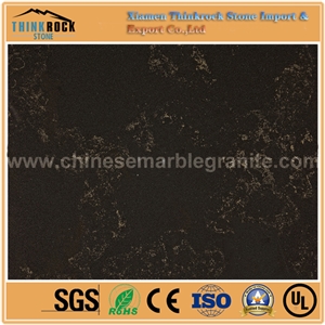 China Natrual Empire Gold Snow Marble Veins Black Quartz Island Tops