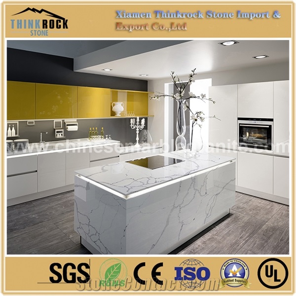Competitive Price Calacatte-Statuario Single White Quartz Island Tops