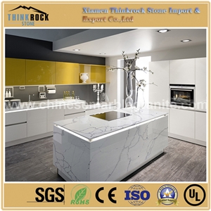 Competitive Price Calacatte-Statuario Single White Quartz Island Tops