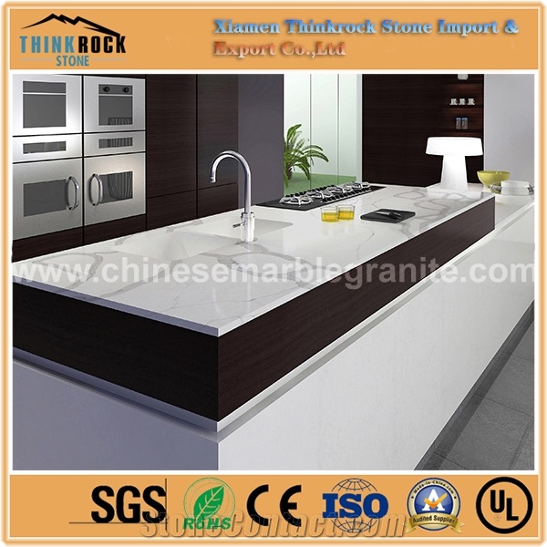 Competitive Price Calacatte-Statuario Single White Quartz Island Tops