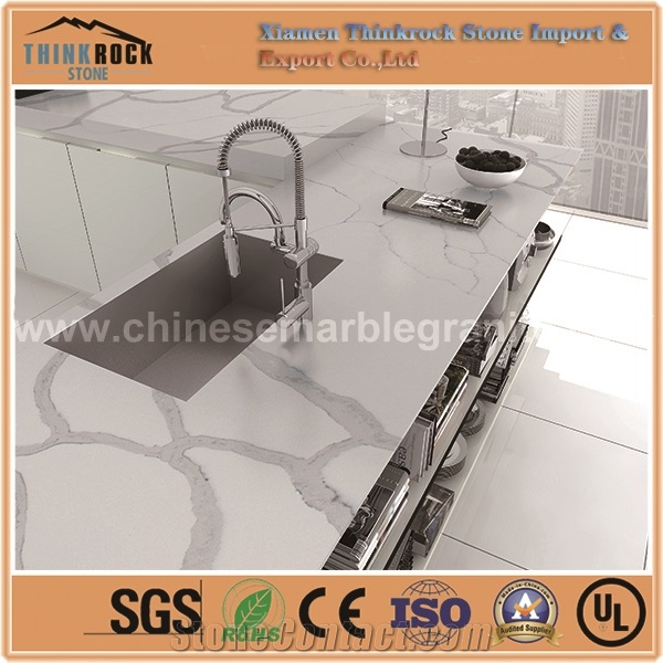 Competitive Price Calacatte-Statuario Single White Quartz Island Tops