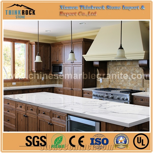 Competitive Price Calacatte-Statuario Single White Quartz Island Tops